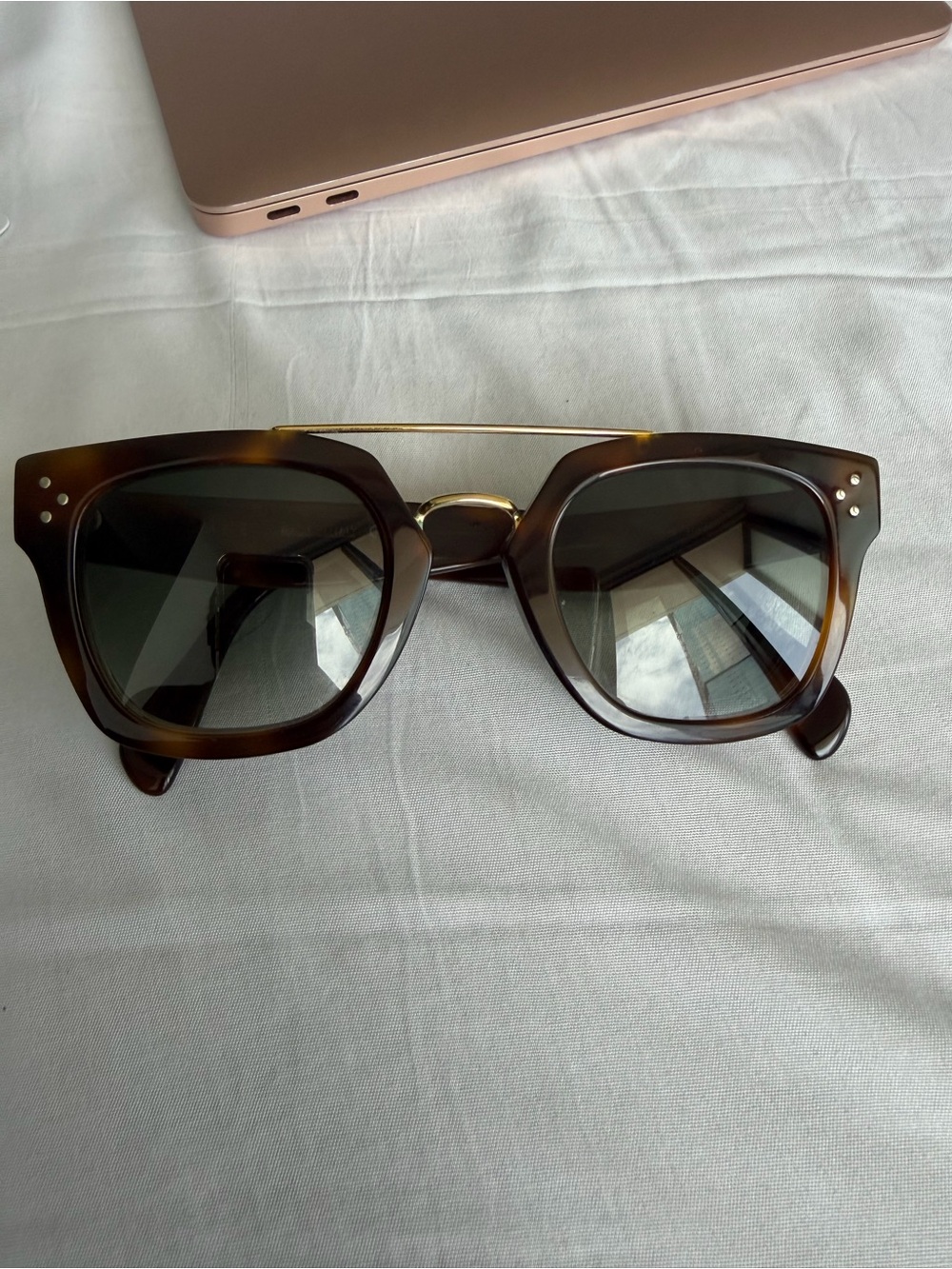 Celine Tortoiseshell Sunglass Arm in Brown and Amber with grande lenses